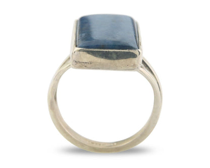 Navajo Ring 925 Sterling Lapis Handmade Native Artist C.80's Size 5.75