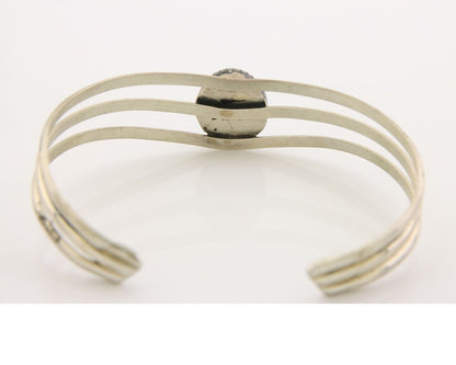 Navajo Bracelet 925 Silver Natural Onyx Cuff Native American Artist C.80's