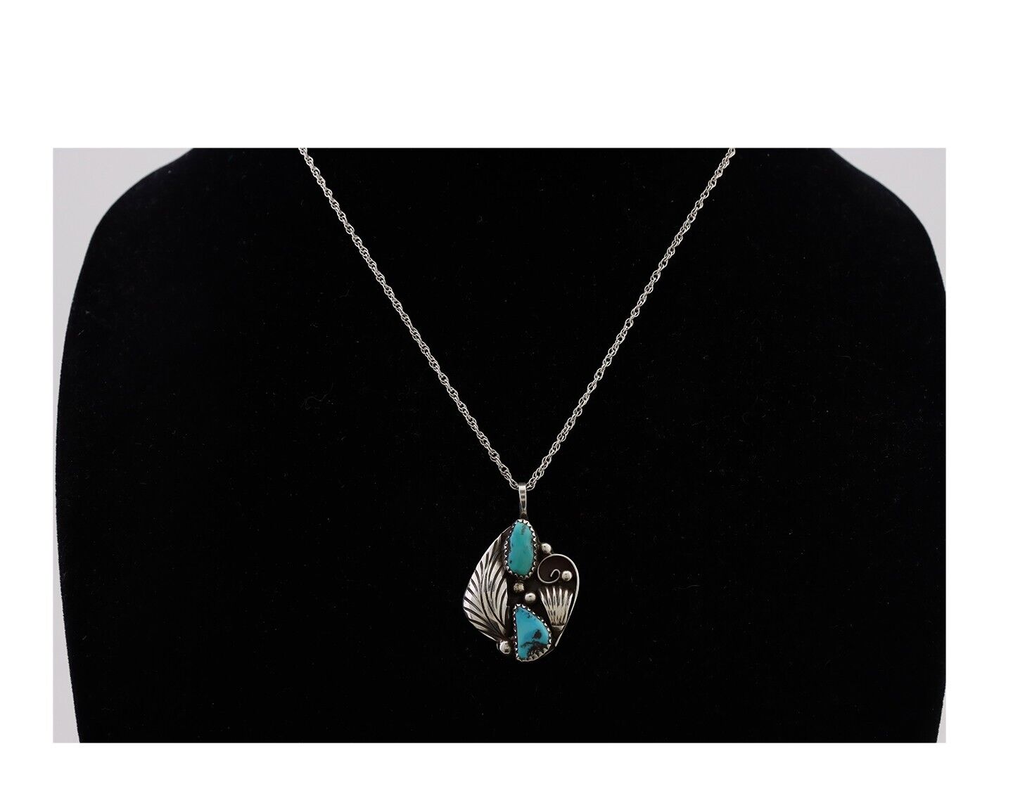 Navajo Turquoise Handmade Necklace 925 Silver Artist Signed PM C.80s