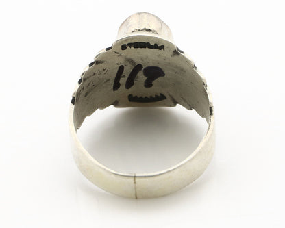 Navajo Ring .925 Silver Green Manassas Turquoise Artist Signed Apache C.80's