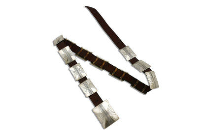 Navajo Concho Belt .925 Silver Signed BB Hand Stamped C.80's