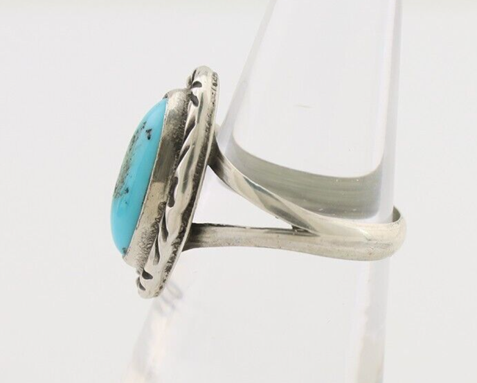 Navajo Ring 925 Silver Sleeping Beauty Turquoise Artist Signed SC C.80's