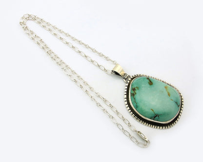 Navajo Necklace Sterling Silver Turquoise Signed Teepee