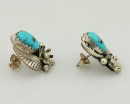 Navajo Dangle Earrings 925 Silver Natural Turquoise Native American Artist C80s