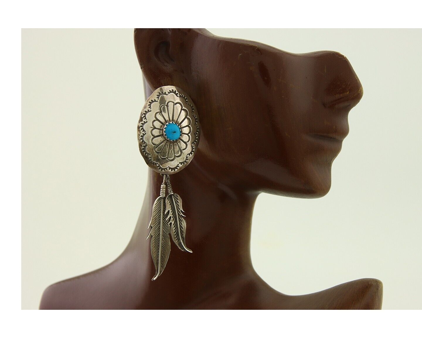 Navajo Earrings 925 Silver Turquoise Native American Artist C.80's