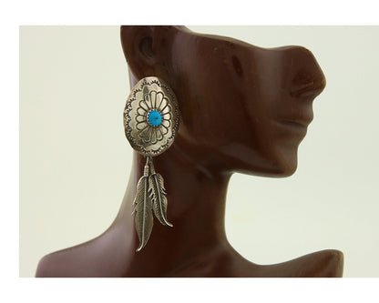 Navajo Earrings 925 Silver Turquoise Native American Artist C.80's