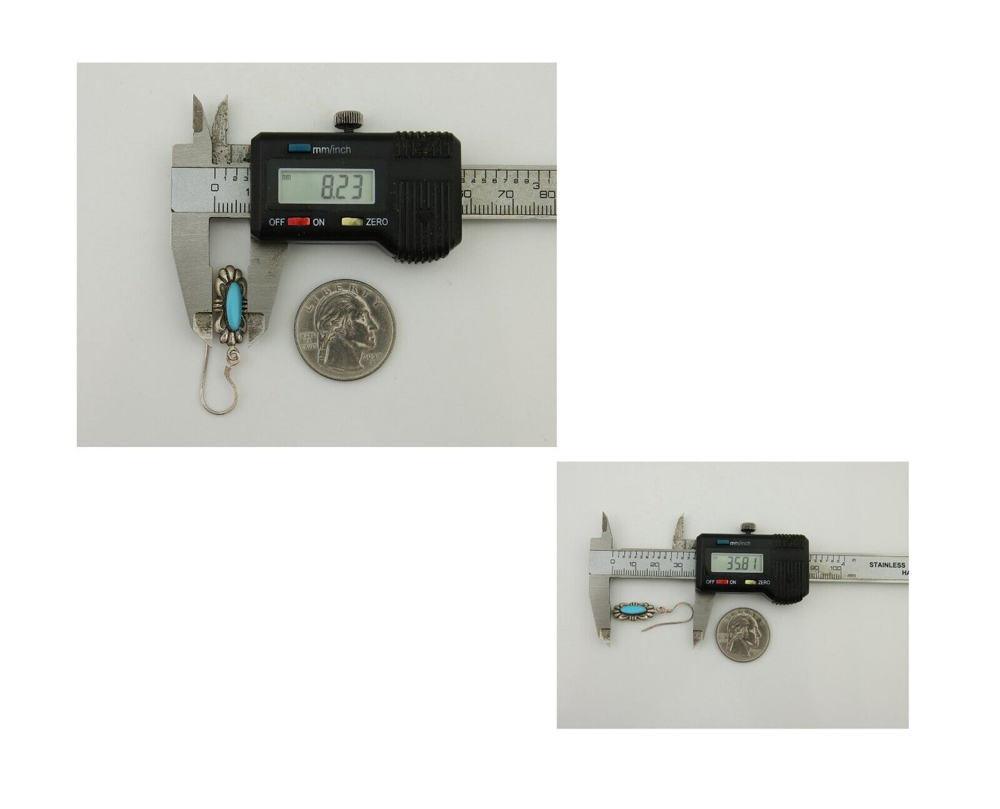 Navajo Hand Stamped Earrings 925 Silver Natural Turquoise Native Artist C.80's