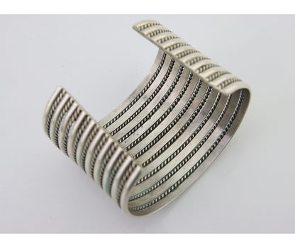 Navajo Wide Cuff 925 SOLID Silver Bracelet Artist TAHE C.80's