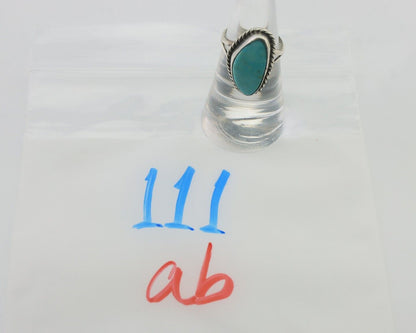 Navajo Ring 925 Silver Blue Gem Turquoise Artist Signed Rabbit Stick C.80's