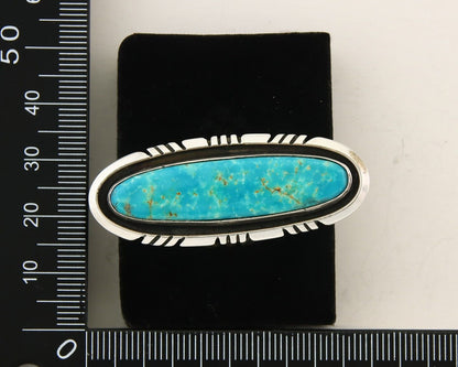 Navajo Ring 925 Sterling Natural Mined Turquoise Signed USA C.80's Size 7.5