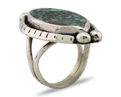 Navajo Ring 925 Silver Spiderweb Turquoise Artist Signed MP C.80's
