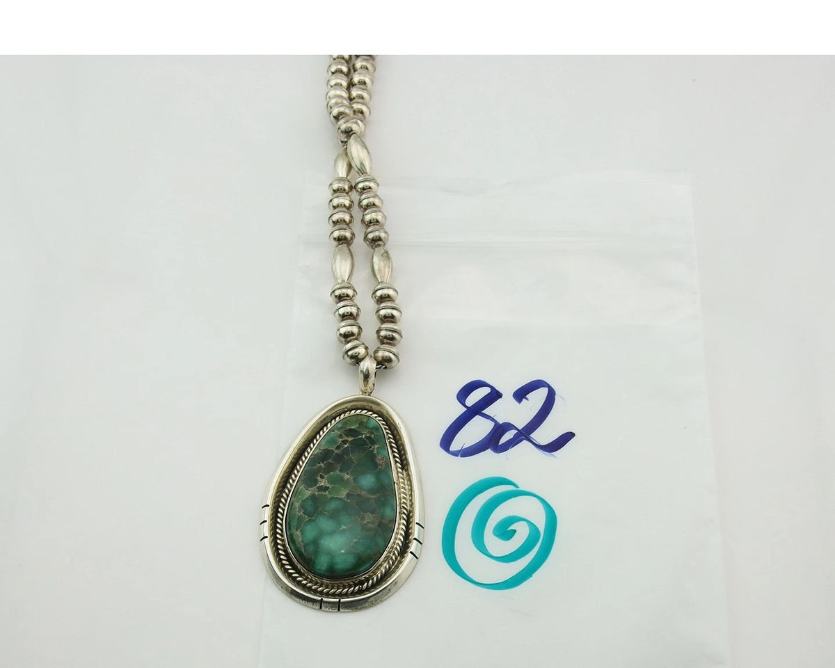 Navajo Necklace 925 Sterling Silver Turquoise Vintage Signed Fred Guerro C.80's