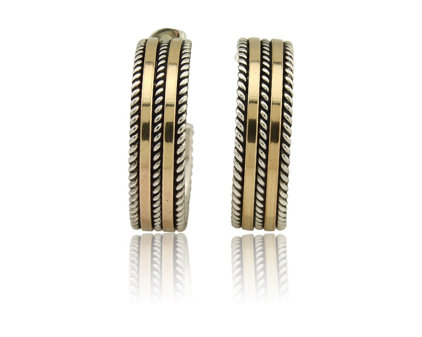 Navajo Earrings 925 Silver & Gold Handmade Artist Signed Tom Hawk C.80's