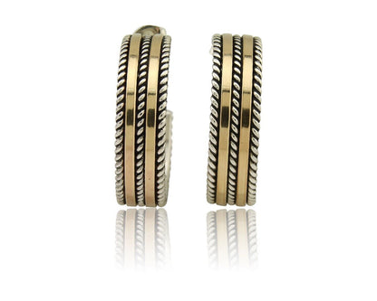 Navajo Earrings 925 Silver & Gold Handmade Artist Signed Tom Hawk C.80's