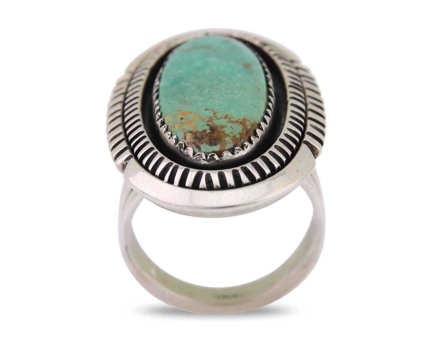 Navajo Ring 925 Silver Natural Blue Turquoise Native American Artist C.80's