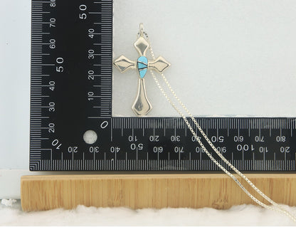 Navajo Cross Necklace Sterling Silver Authentic Natural Gemstones Signed M