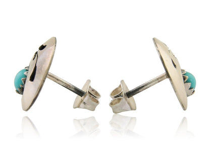 Navajo Handmade Earrings 925 Silver Turquoise Native American Artist C.80's