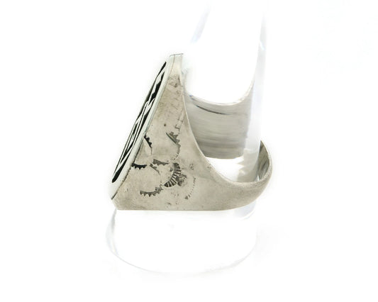 Men Navajo Ring Sterling Silver Hand Stamped Handmade Vintage Size 11