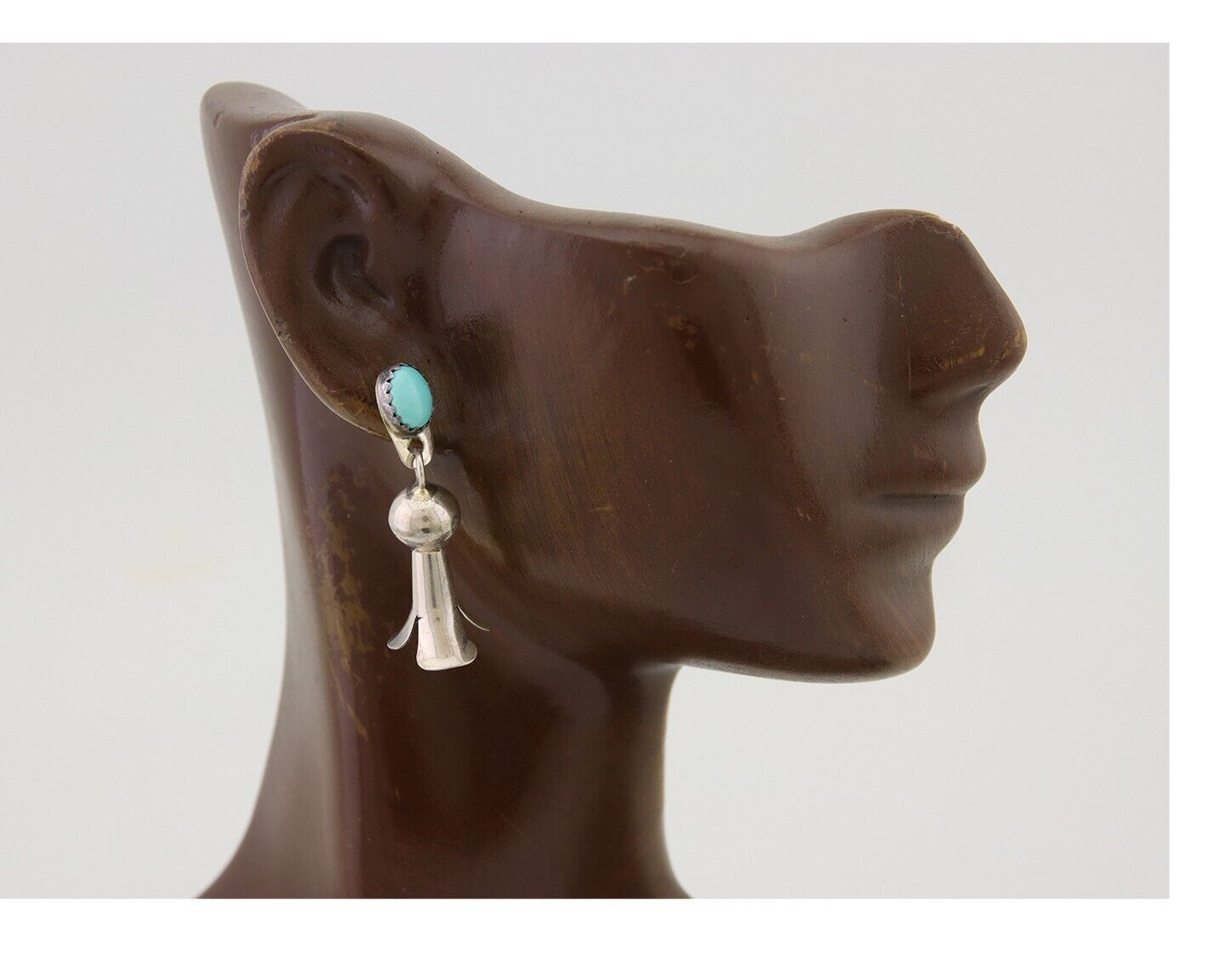 Navajo Dangle Squash Earrings 925 Silver Natural Turquoise Native Artist C.80's