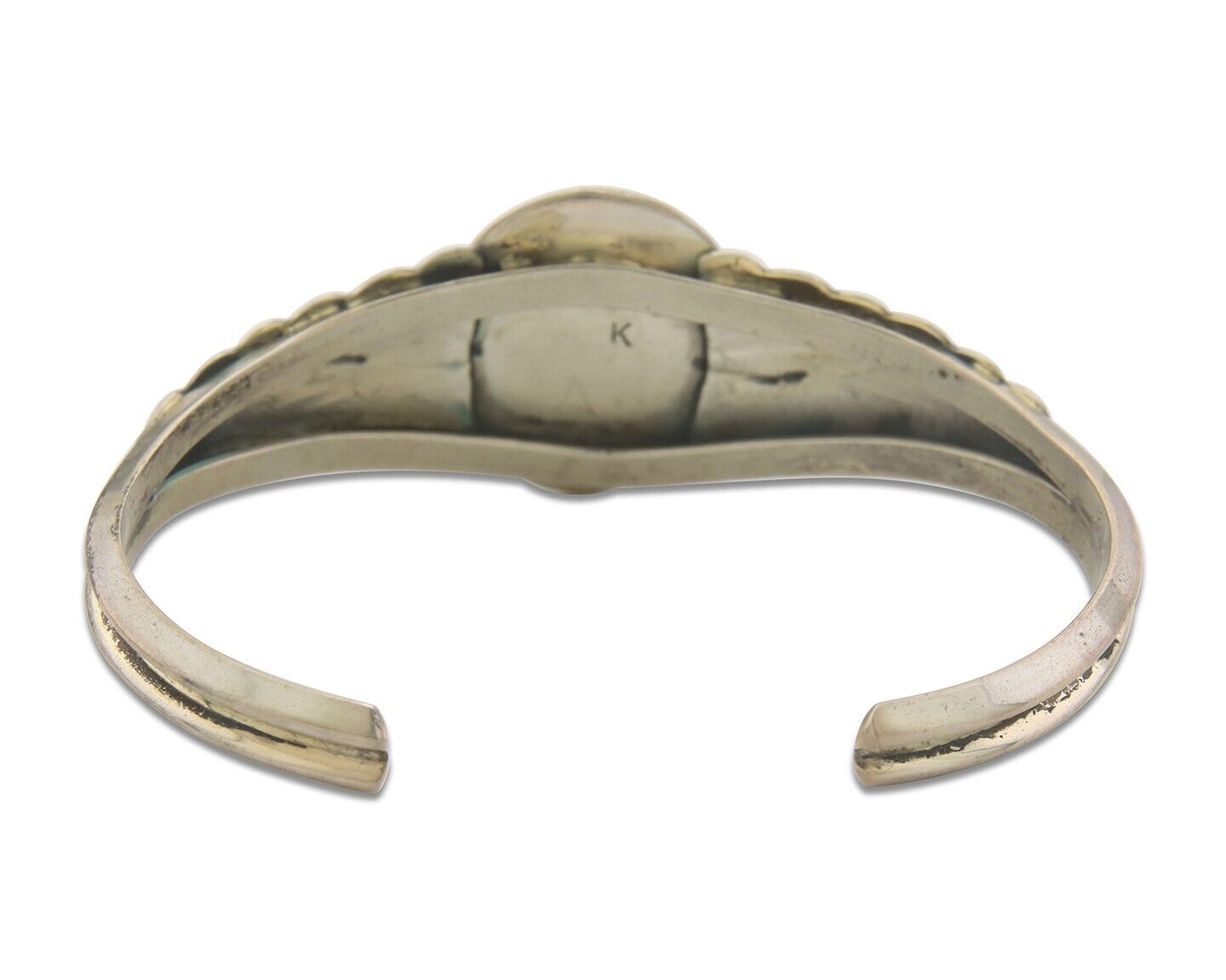 Navajo Bracelet 925 Silver Natural Onyx Cuff Native Artist Signed K C.80's