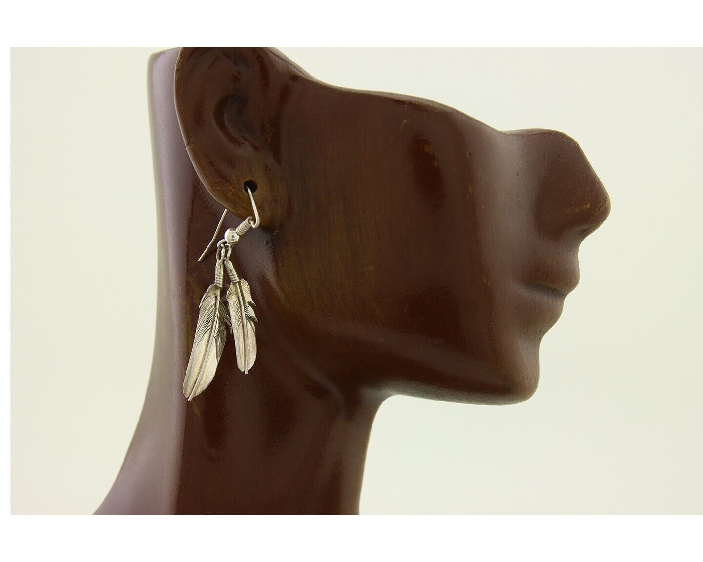 Navajo Earrings 925 Silver Dangle Eagle Feather Native American Artist C.80's