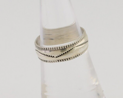Navajo Hand Stamped Band 925 Silver 6.0 mm Native Artist Size 5.75 C.80's