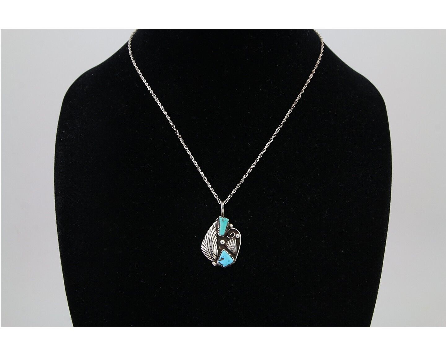 Navajo Turquoise Handmade Necklace 925 Silver Artist Signed Artist PM C.80's