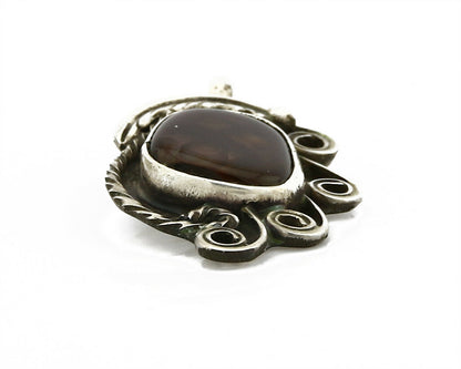 Navajo Josephine Rojas Natural Mined Fire Agate .925 Silver Handmade Pendant