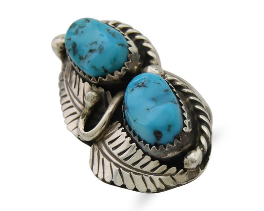 Navajo Ring 925 Silver Natural Turquoise Artist Signed Rob T Kelly C.80's