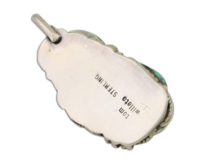 Navajo Pendant 925 Silver Natural Bisbee Turquoise Signed Tom Willeto C.80's