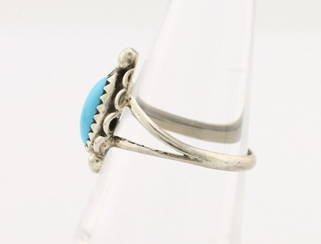 Navajo Ring 925 Silver Turquoise Artist Signed SkyStone Creations C.80's