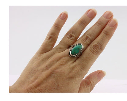 Navajo Ring .925 Silver Natural Kingman Turquoise Native American Signed C.80's