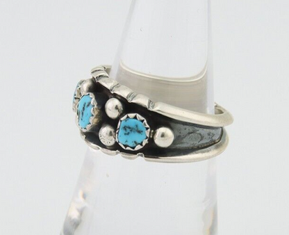 Navajo Ring 925 Silver Natural Blue Turquoise Native American Artist C.80's