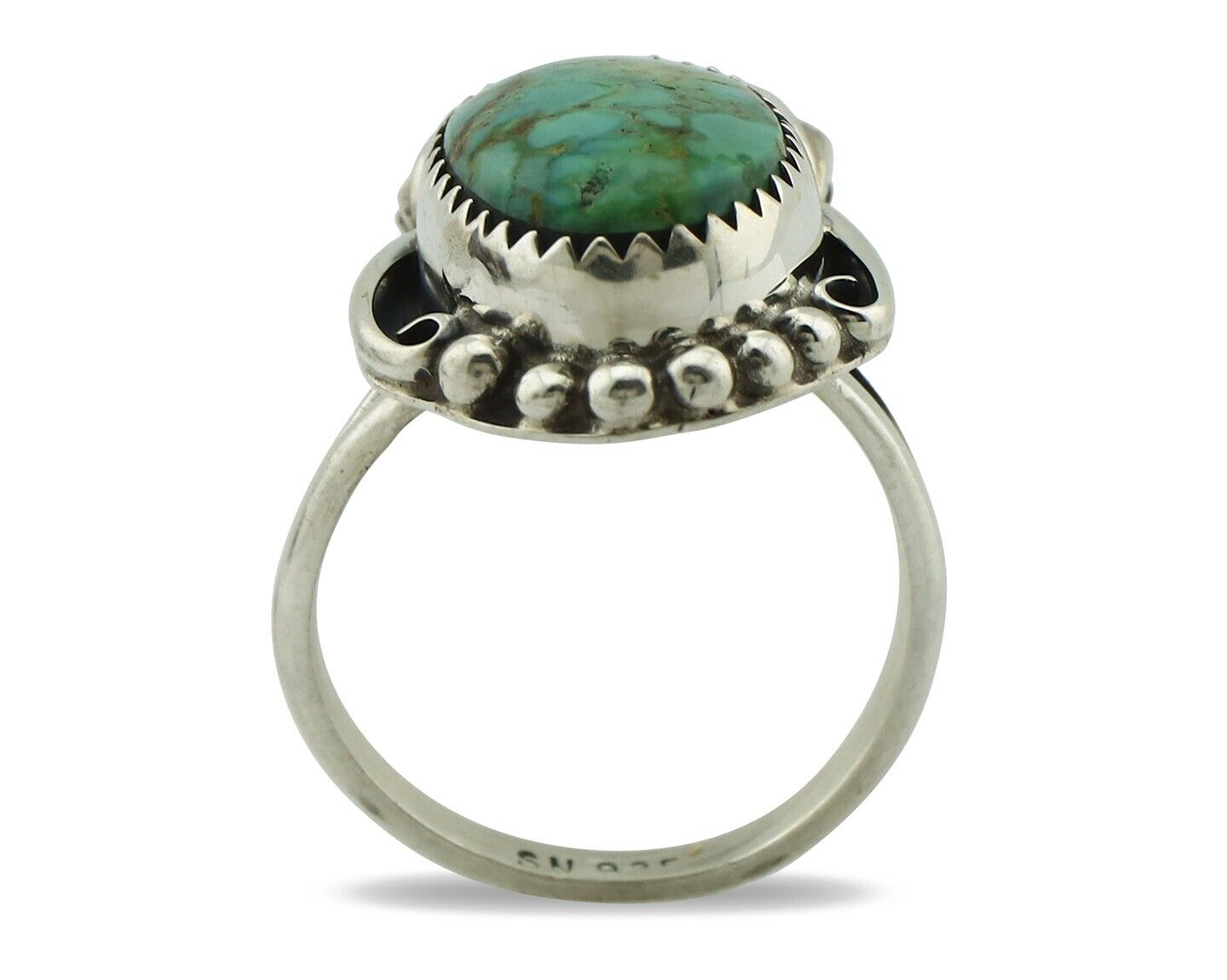 Navajo Ring .925 Silver Natural Mined Southwest Turquoise Artist Signed SN C80s