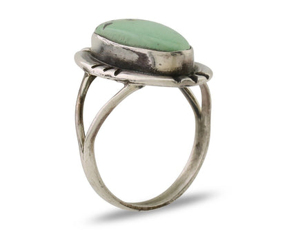 Navajo Handmade Ring 925 Silver Green Turquoise Artist Signed Kachina C.80's