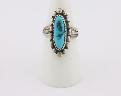 Navajo Ring .925 Silver Sleeping Beauty Turquoise Signed SkyStone Creations C80s