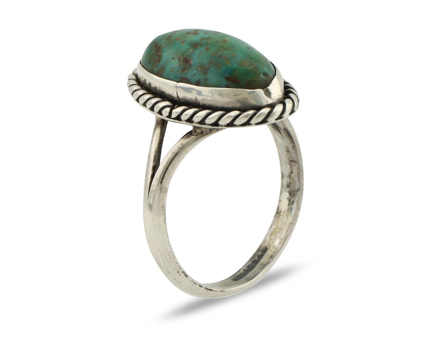 Navajo Ring 925 Silver Kingman Turquoise Native American Artist C.80's