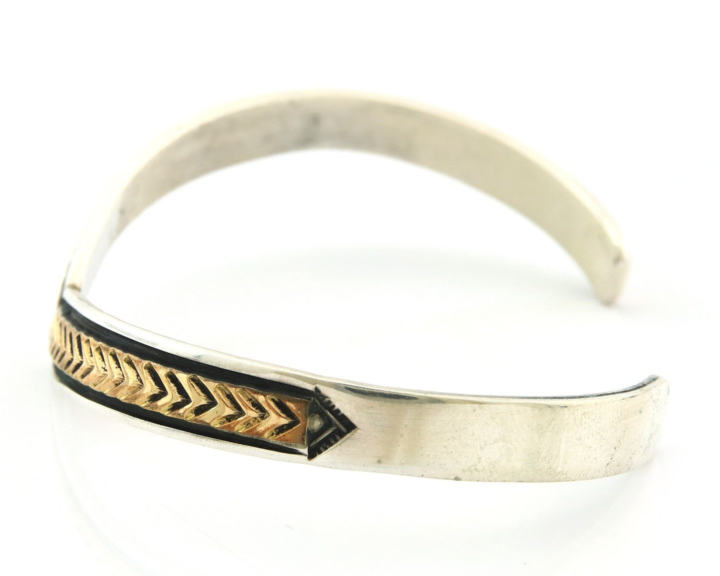 Navajo Cuff Bracelet Sterling Silver & Gold Vintage Signed RL