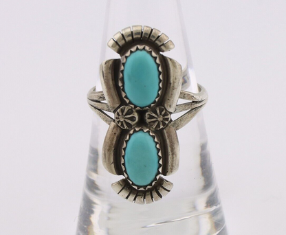 Navajo Ring 925 Silver Natural Blue Turquoise Native American Artist C.80's