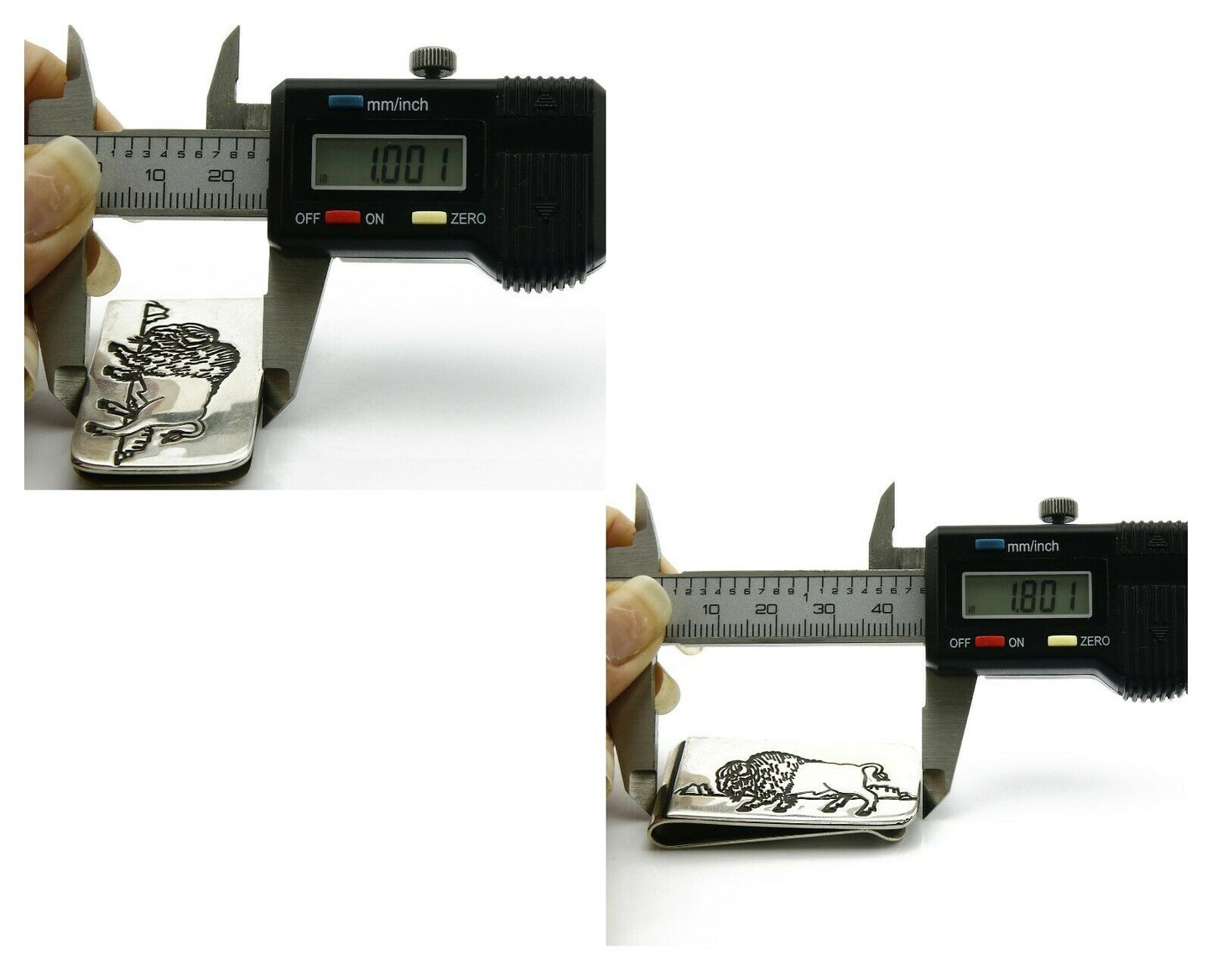 Navajo Money Clip .925 Silver & Nickle Hand Stamped Artist Native C.80's-90's