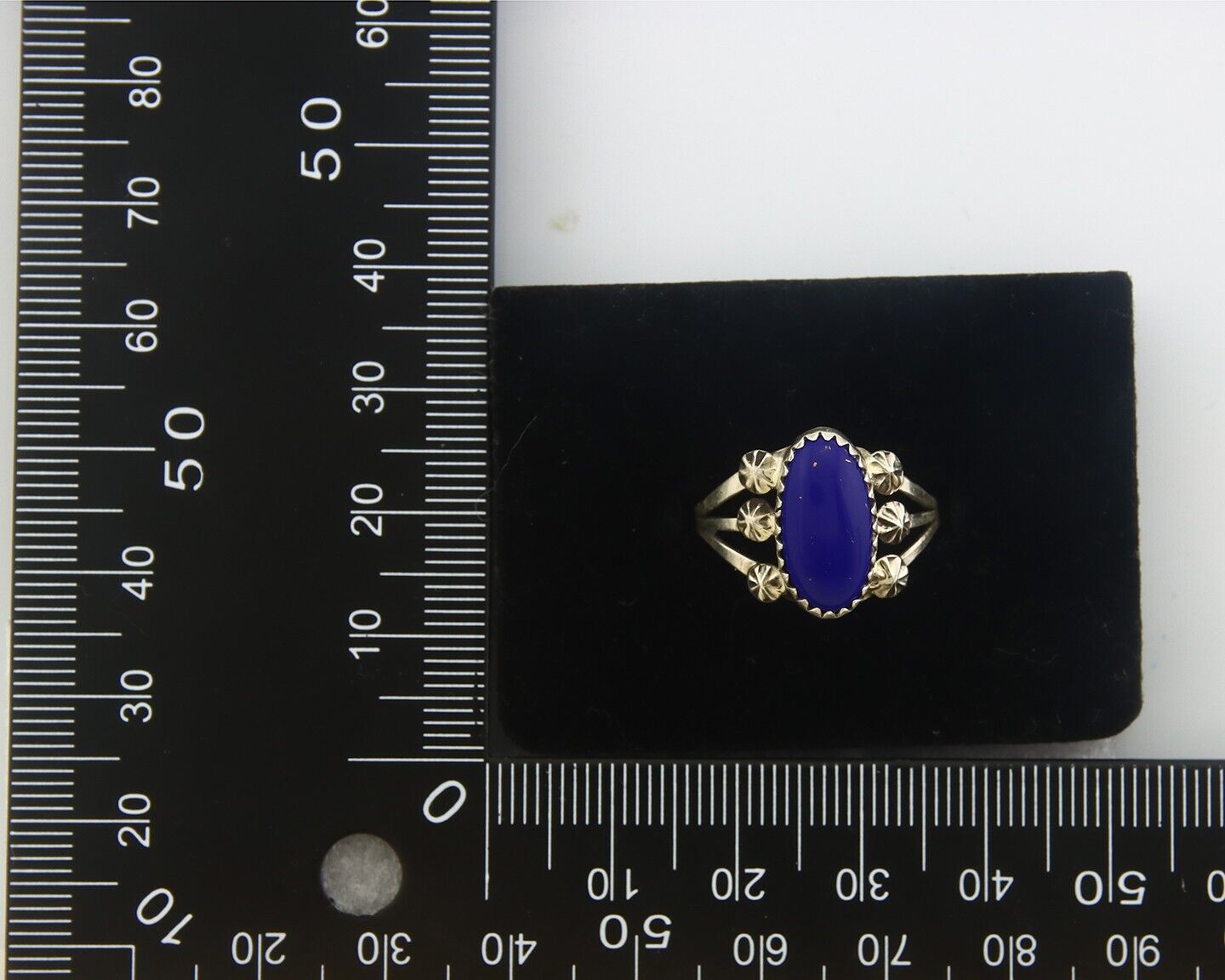 Navajo Ring 925 Sterling Natural Lapis Handmade Native Artist C.80's