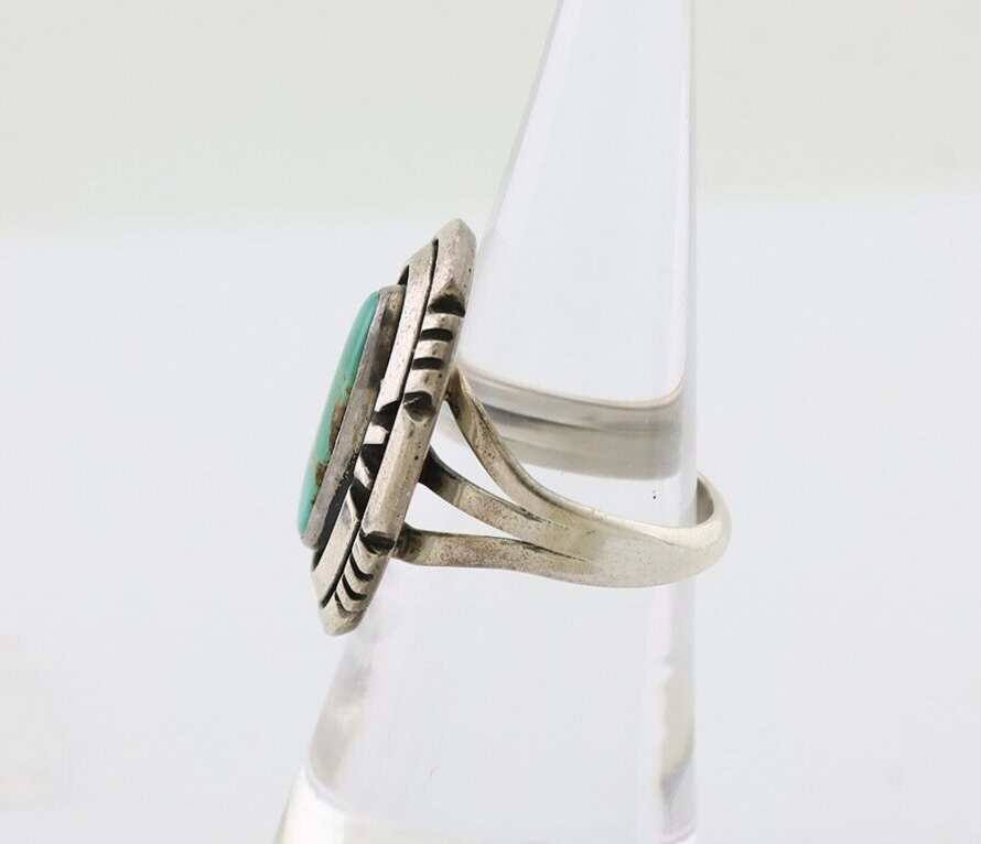 Navajo Ring 925 Silver Turquoise Signed William Denetdale Artist Sz 7.0 C.80's