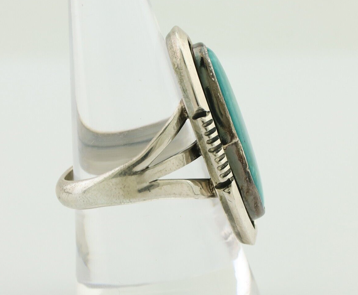 Navajo Ring 925 Silver Natural Kingman Turquoise Native American Artist C.80's