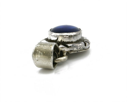 Navajo Hand Stamped Natural Mined Blue MOP in .925 SOLID Silver Pendant