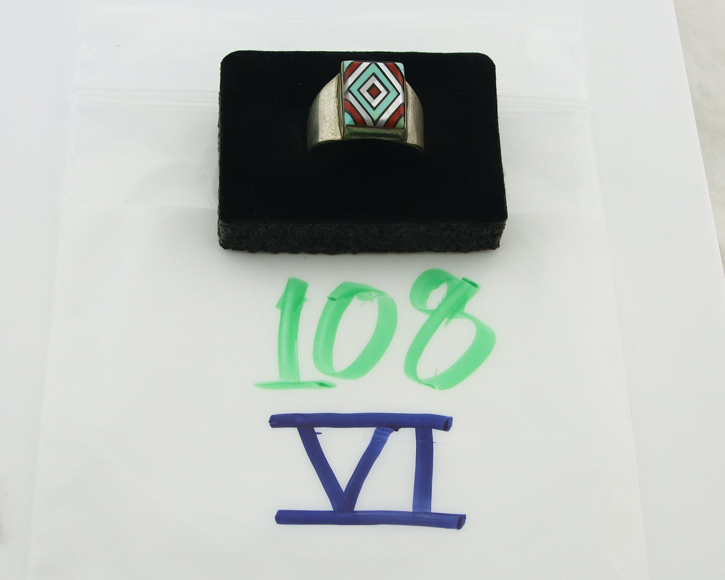 Vintage Zuni Ring 925 Sterling Natural Authentic Gemstone Handmade Size 9.75