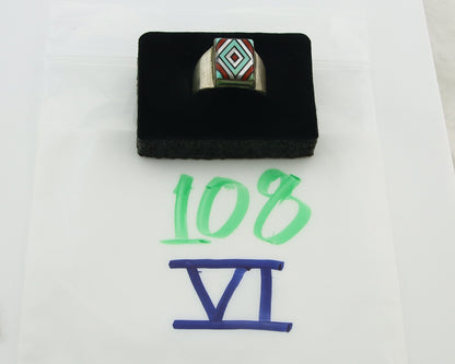 Vintage Zuni Ring 925 Sterling Natural Authentic Gemstone Handmade Size 9.75