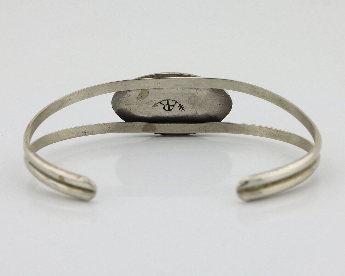 Navajo Bracelet 925 Silver Natural Red Coral Artist Signed AR ARROW C.80's