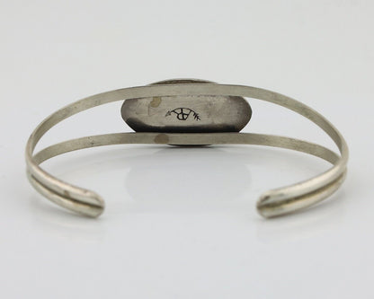 Navajo Bracelet 925 Silver Natural Red Coral Artist Signed AR ARROW C.80's