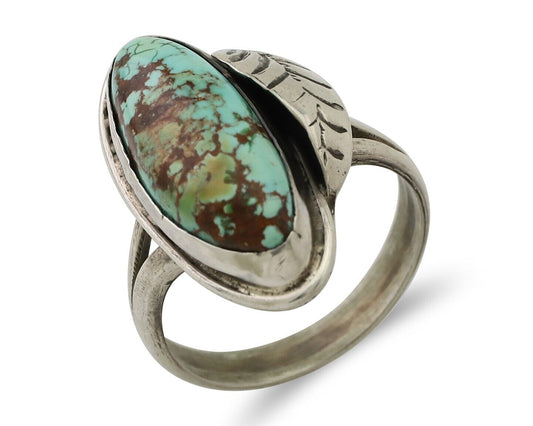 Navajo Handmade Ring 925 Silver Natural Turquoise Artist Signed GC01 C.80's