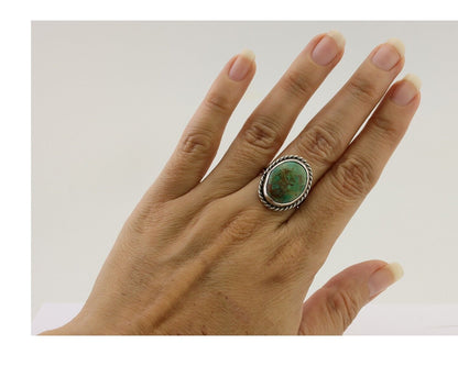 Navajo Ring 925 Silver Kingman Turquoise Native American Artist C.80's